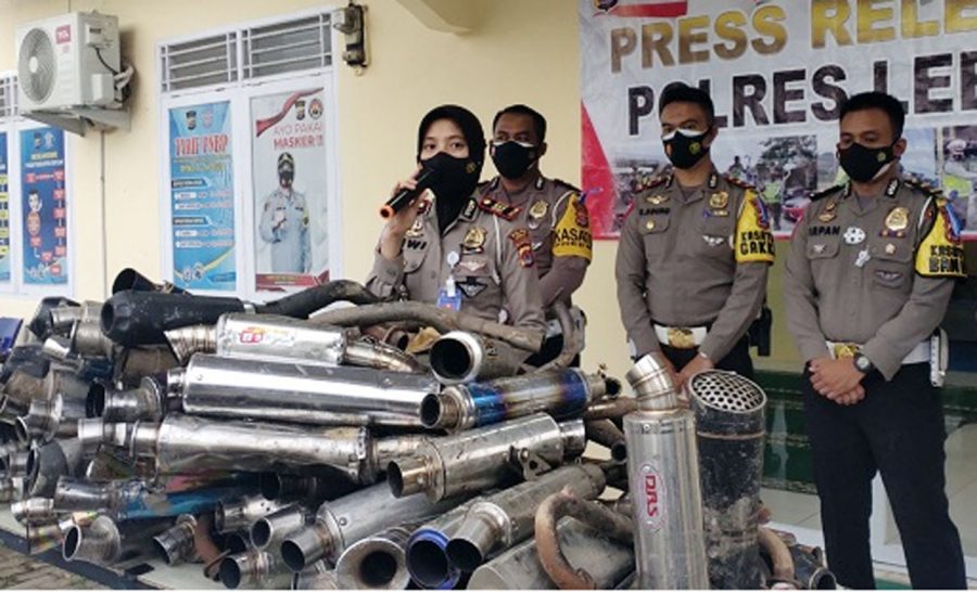 Satlantas Polres Lebak Razia Sepeda Motor dan Sita Knalpot Bising