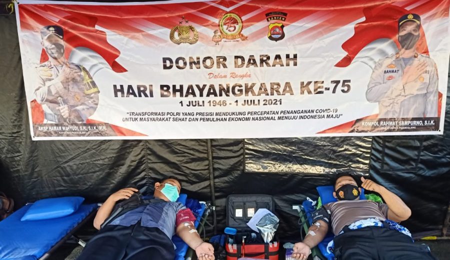 Jelang HUT Bhayangkara ke -75, Polres Pandeglang Gelar Donor Darah