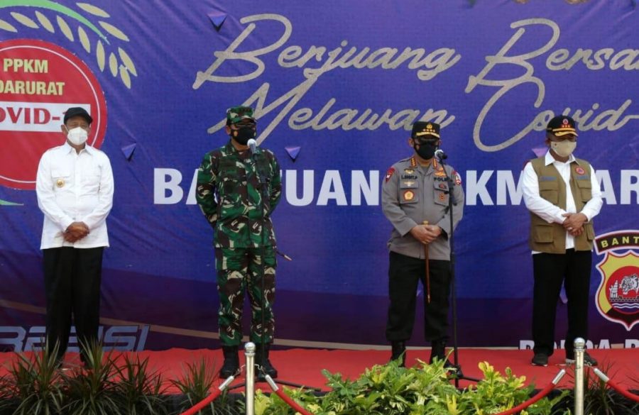 Gubernur Banten Bersama Panglima TNI dan Kapolri Lepas Bantuan PPKM Darurat