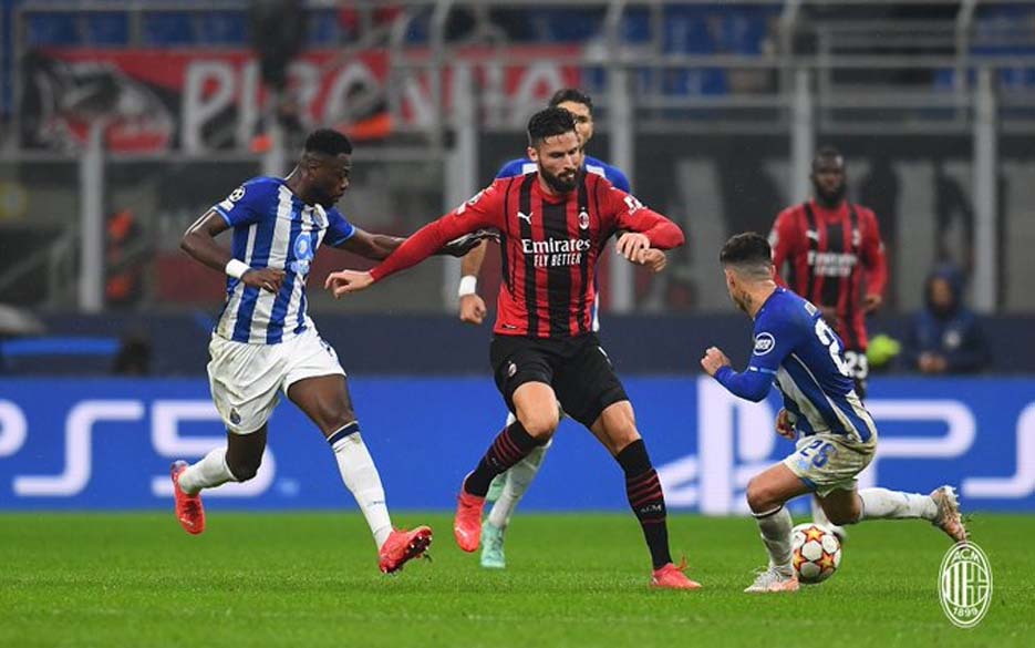 HAsil Pertandingan AC Milan vs FC Porto Berakhir Imbang 1-1