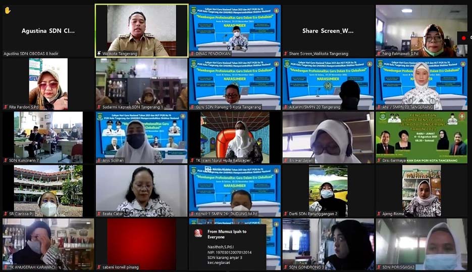 Sambut Hari Guru 2021, Walikota Arief Buka Webinar Nasional