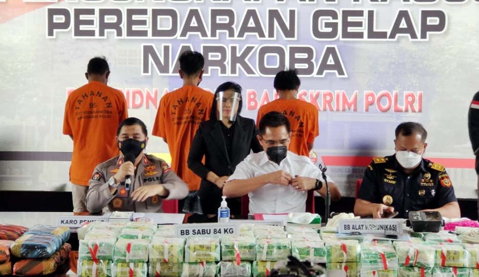 Bareskrim Polri Ungkap Peredaran 84Kg Sabu dan 20Kg Ganja Kering