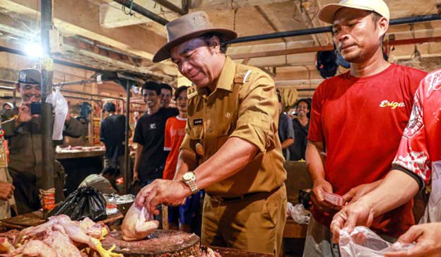 Pj Gubernur Banten Sidak Harga Daging Ayam dan Telur di Pasar Rau
