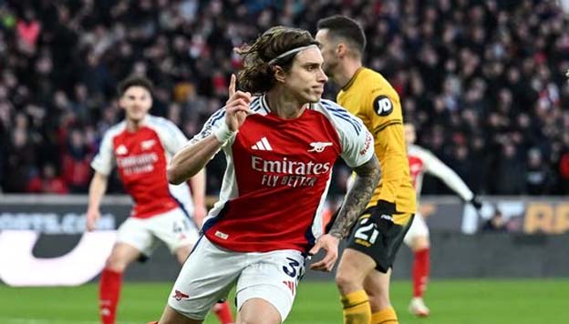 Riccardo Calafiori Cetak Gol Kemenangan Arsenal 1-0 Atas Wolves